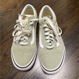 Vans Olive and White Classic Sneakers